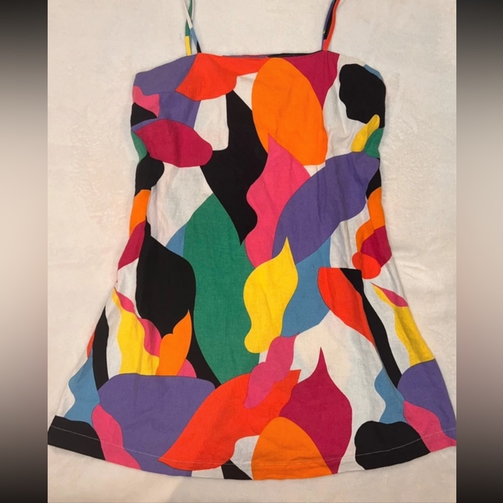 Colorful Linen Mini Dress - Picture 2 of 5